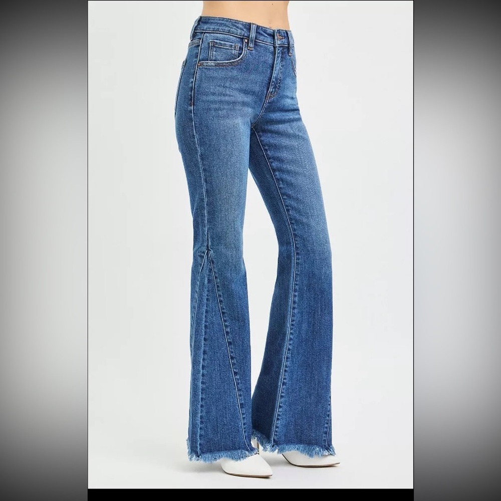 RISEN Mid Rise Flare Side Seam Detailing Jeans - Picture 3 of 6